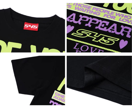 S45 Contrast Color Slogan Print Short Sleeve Tee | Face 3 Face