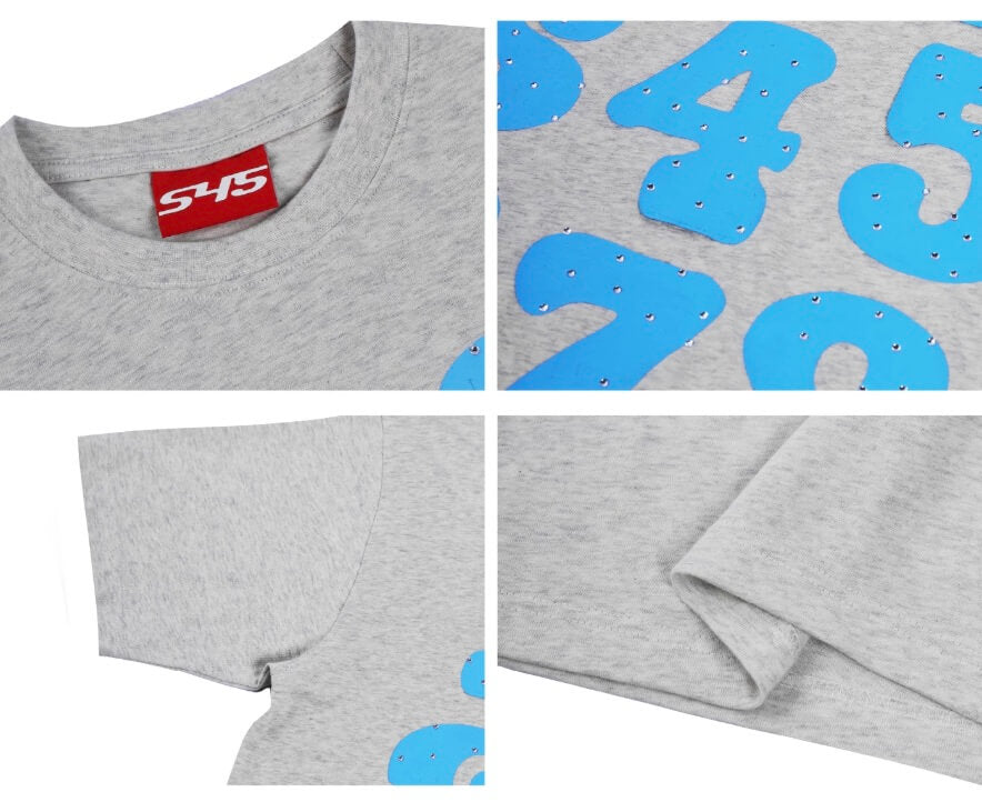 S45 Number Print Rhinestone Short Sleeve Tee | Face 3 Face