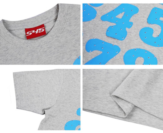 S45 Number Print Rhinestone Short Sleeve Tee | Face 3 Face