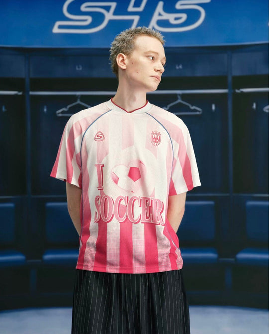 S45 Gradient Heart Striped Short Sleeve Soccer Jersey | Face 3 Face