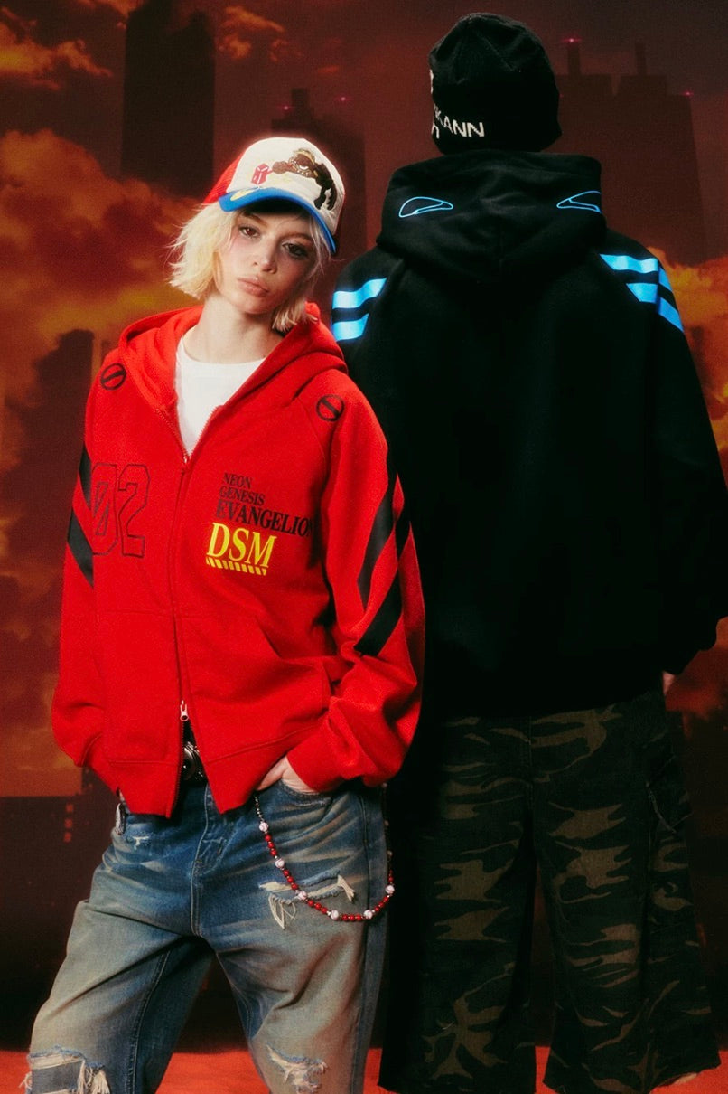 DSM x EVA Plugsuit Inspired Zip Up Hoodie | Face 3 Face