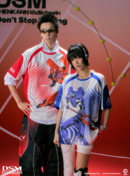 DSM x EVA Unit Graphic Print Striped Short Sleeve Soccer Jersey
