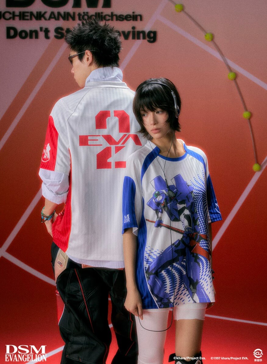 DSM x EVA Unit Graphic Print Striped Short Sleeve Soccer Jersey