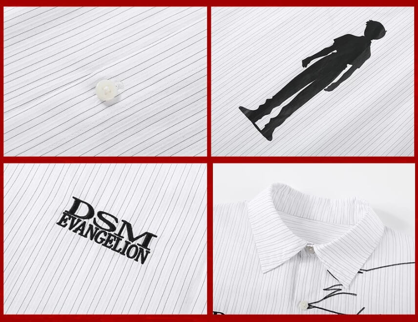 DSM x EVA Shinji Ikari Embroidered Striped Long Sleeve Shirt