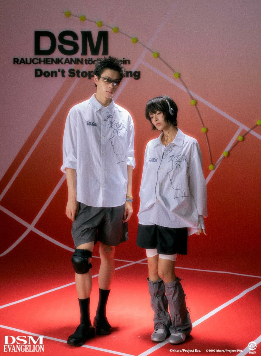DSM x EVA Shinji Ikari Embroidered Striped Long Sleeve Shirt