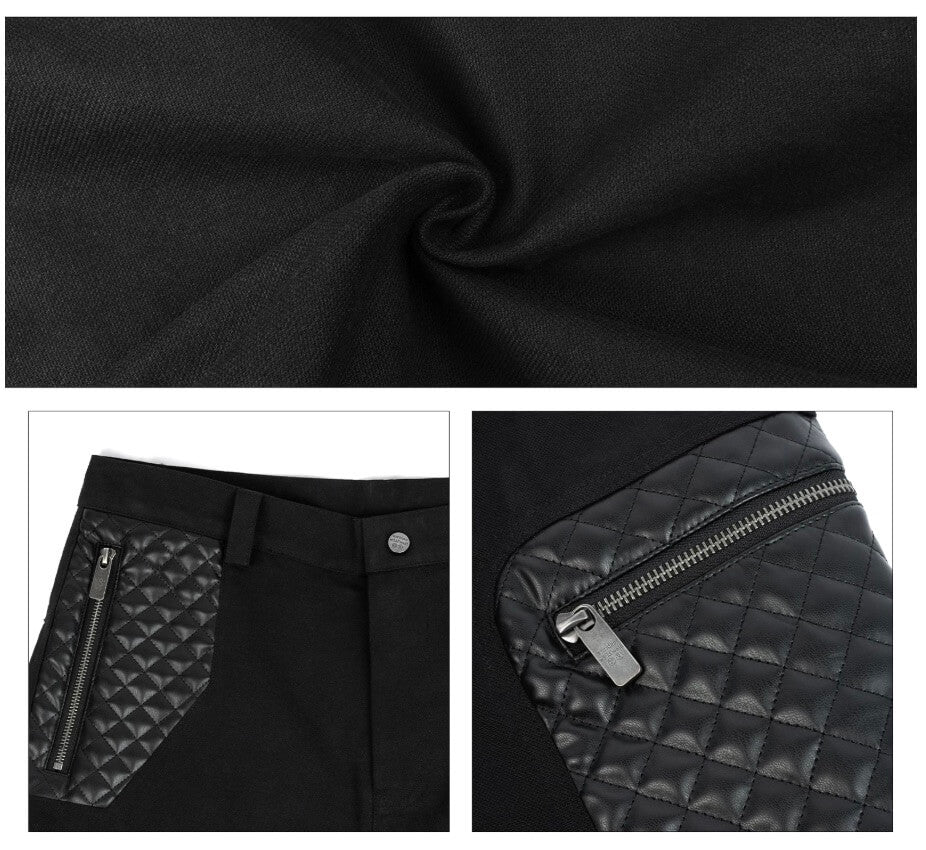 ANTIDOTE PU Leather Quilted Patchwork Cargo Pocket Work Pants | Face 3 Face