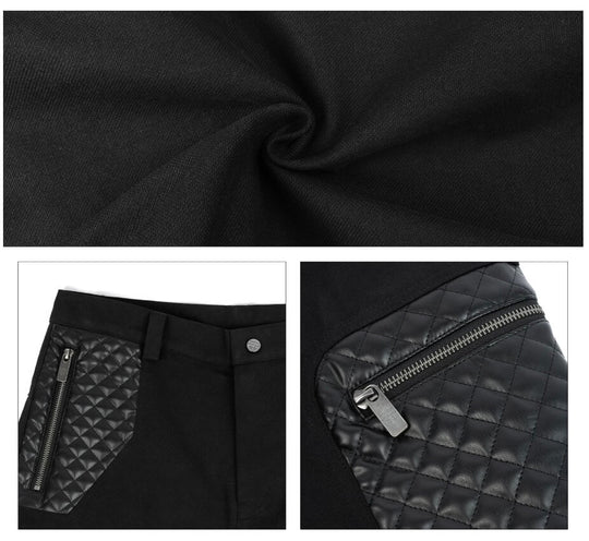 ANTIDOTE PU Leather Quilted Patchwork Cargo Pocket Work Pants | Face 3 Face