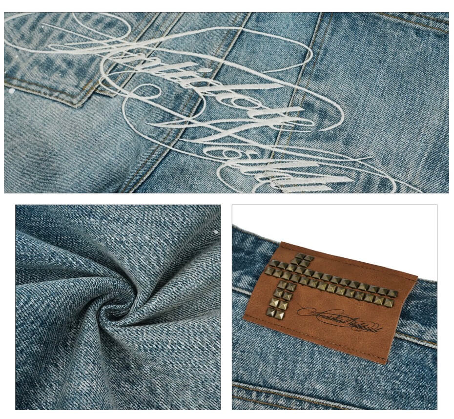 ANTIDOTE Back Embroidery Washed Distressed Jeans | Face 3 Face