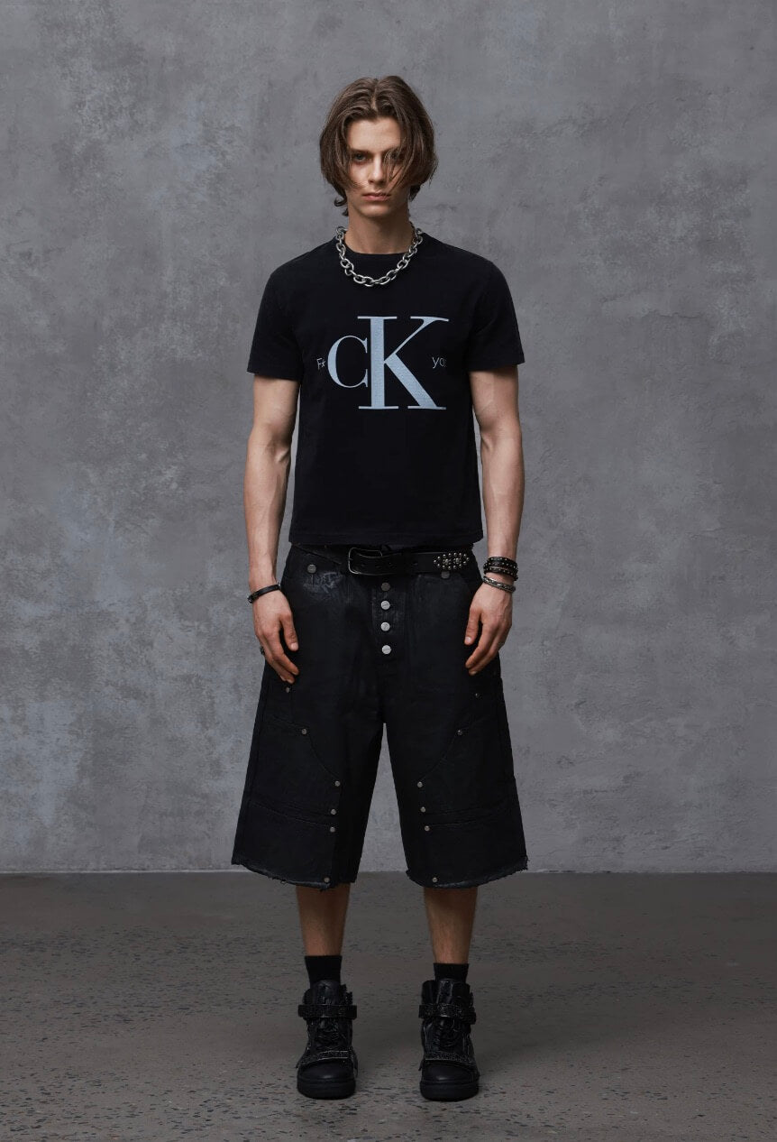 ANTIDOTE Slogan Print Washed Short Sleeve Tee | Face 3 Face