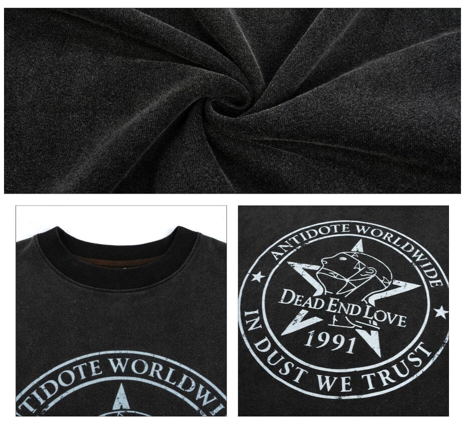 ANTIDOTE DEAD END LOVE Vintage Print Washed Short Sleeve Tee | Face 3 Face