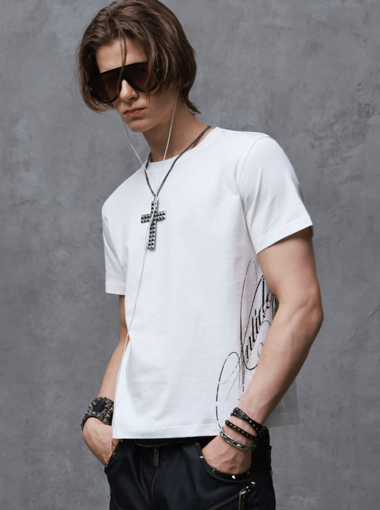 ANTIDOTE Faded Inverted Cross Back Print Short Sleeve Tee