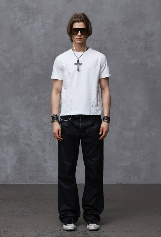 ANTIDOTE Faded Inverted Cross Back Print Short Sleeve Tee