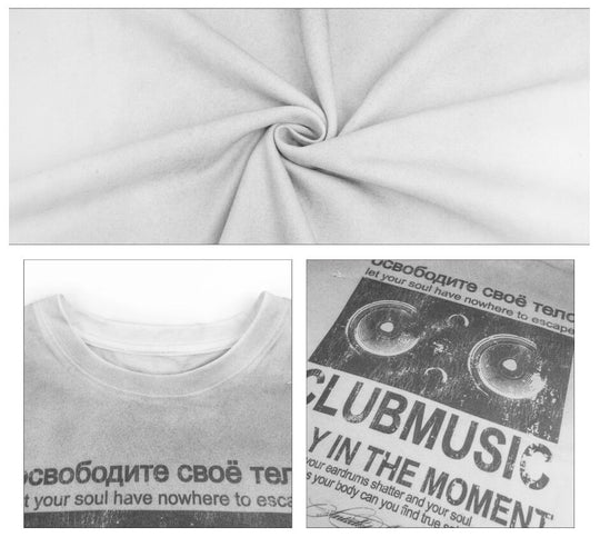 ANTIDOTE Audio Amplifier Graphic Print Distressed Short Sleeve Tee