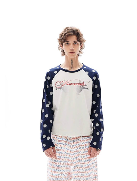 KARMANISTIC Pegasus Print Dot Sleeve Raglan Long Sleeve Tee | Face 3 Face