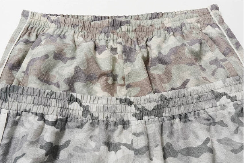 EXITMODE BY BLIND NO PLAN Double Waist Camouflage Four Stripe Baggy Track Pants | Face 3 Face