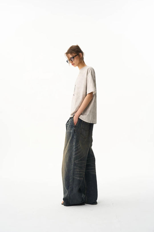 EXITMODE BY BLIND NO PLAN Washed Pleated Baggy Jeans | Face 3 Face