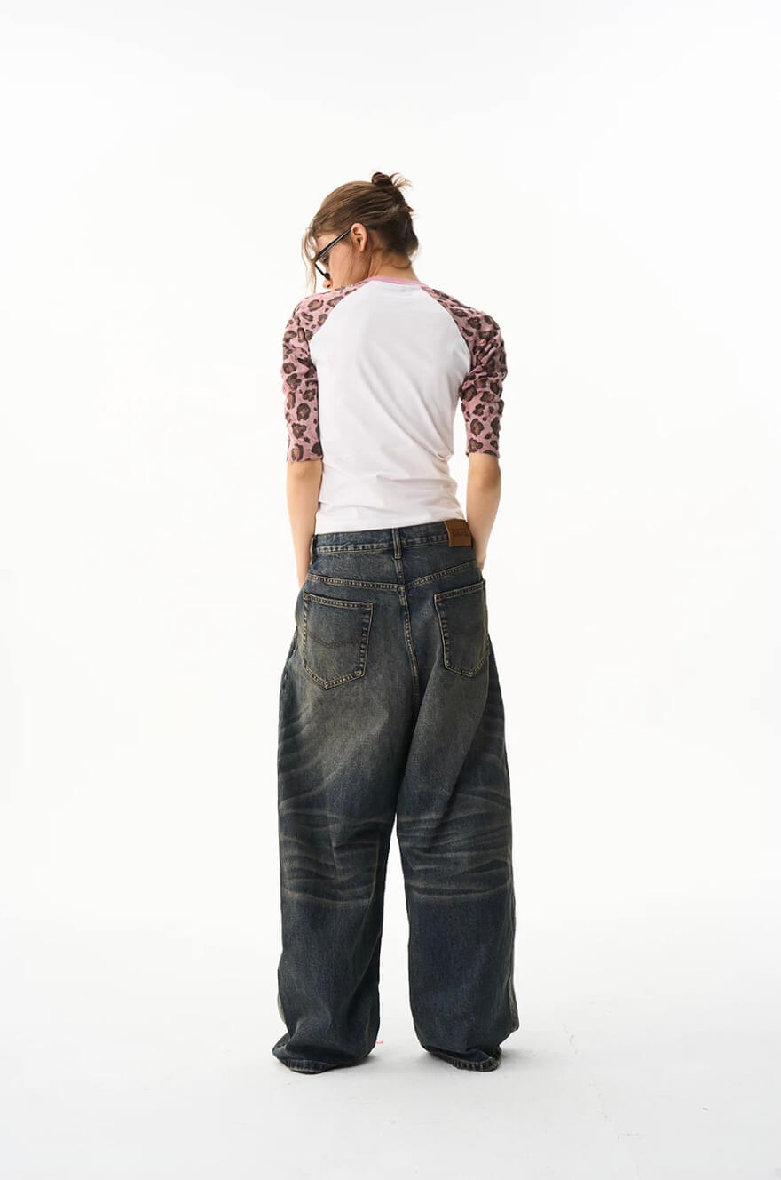 EXITMODE BY BLIND NO PLAN Washed Pleated Baggy Jeans | Face 3 Face