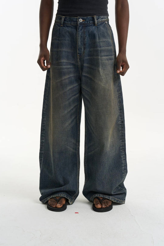 EXITMODE BY BLIND NO PLAN Washed Pleated Baggy Jeans | Face 3 Face