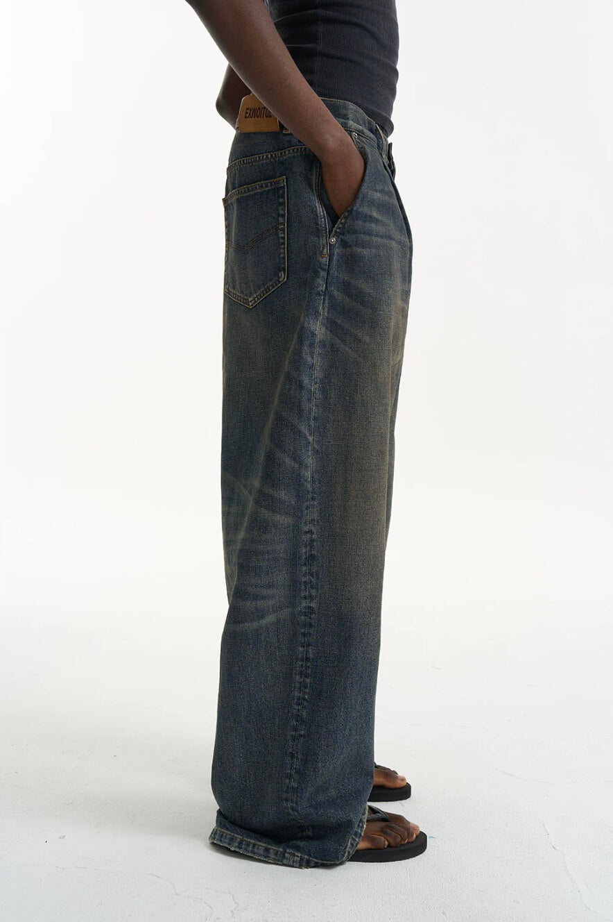 EXITMODE BY BLIND NO PLAN Washed Pleated Baggy Jeans | Face 3 Face