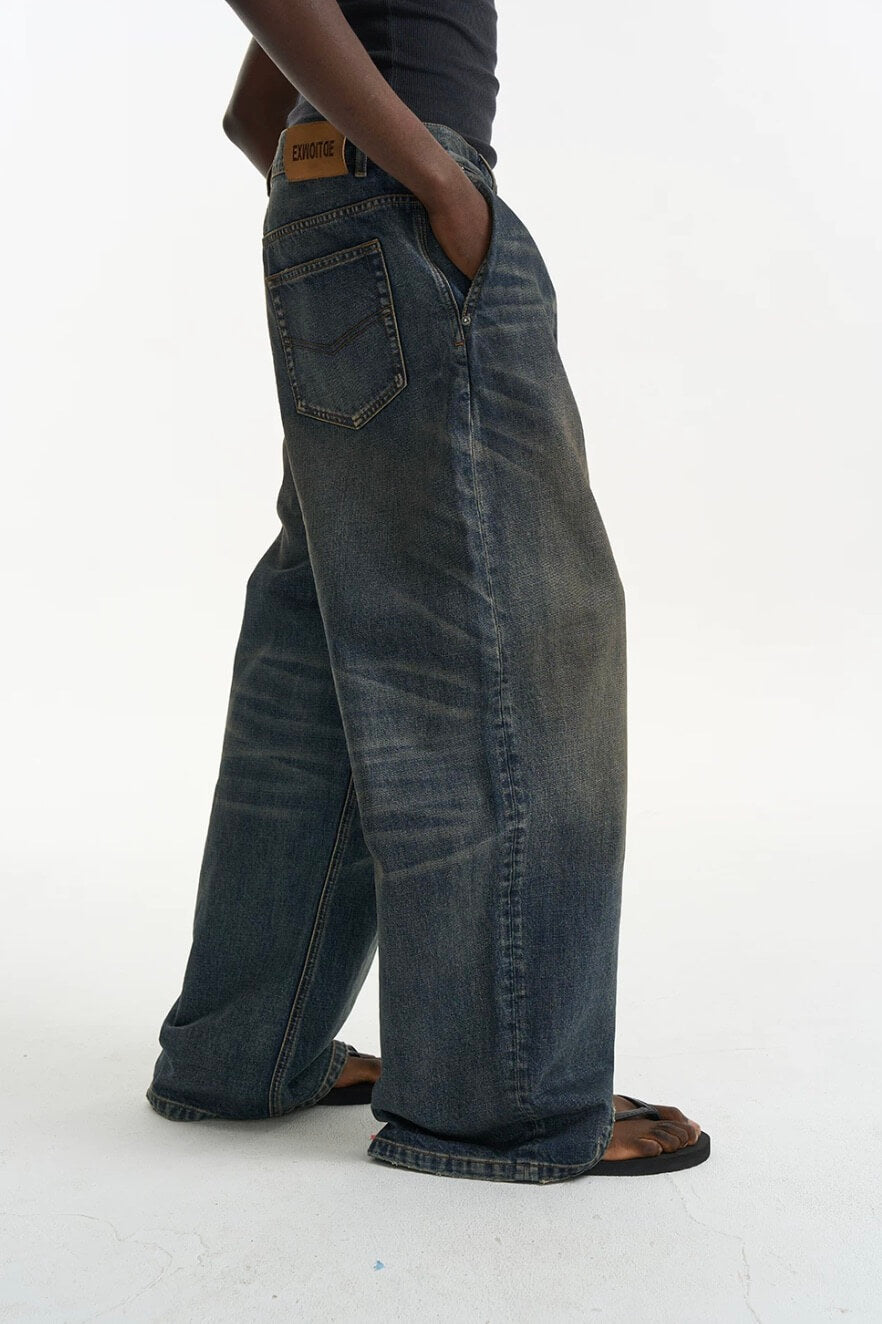 EXITMODE BY BLIND NO PLAN Washed Pleated Baggy Jeans | Face 3 Face