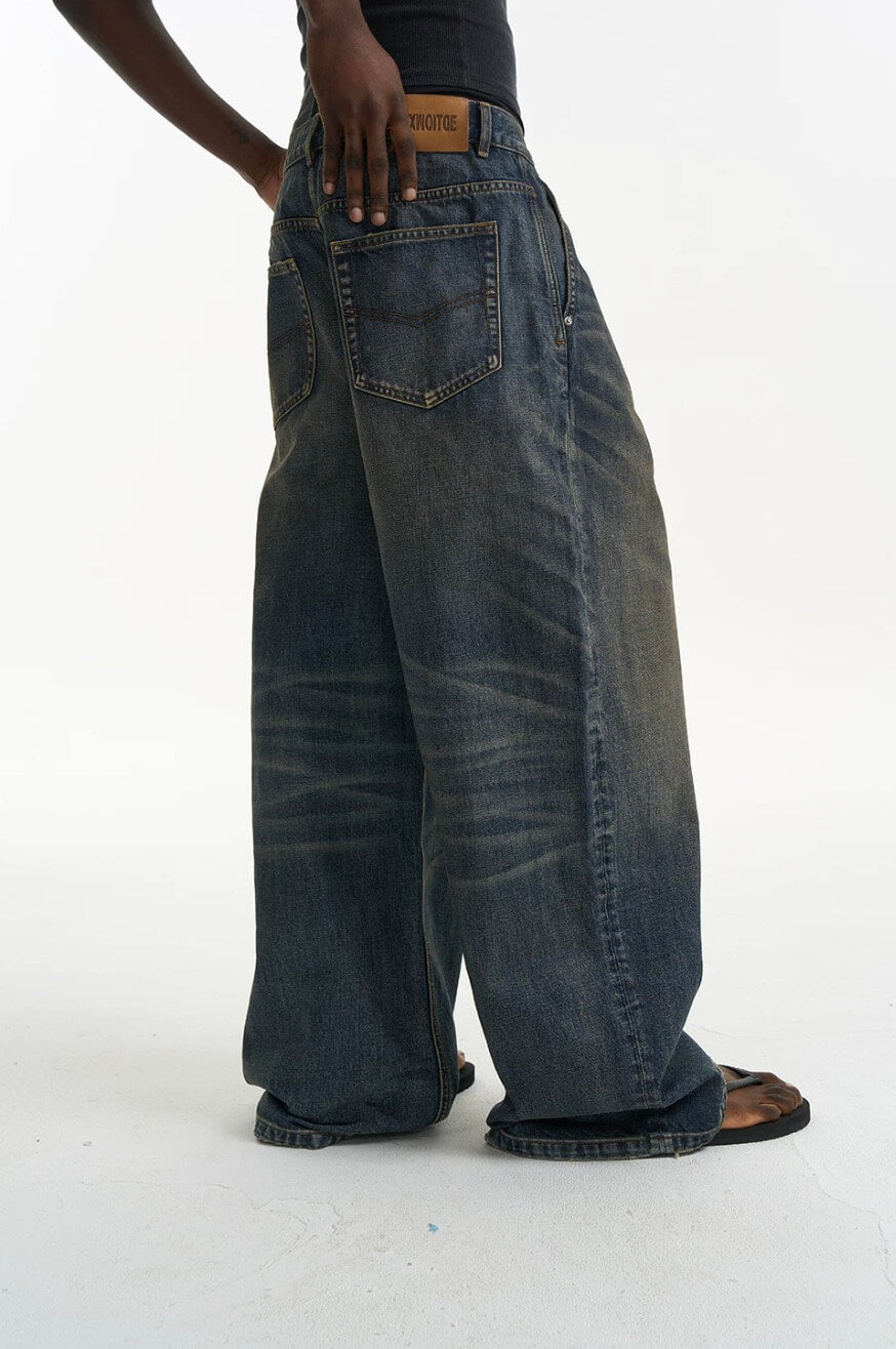 EXITMODE BY BLIND NO PLAN Washed Pleated Baggy Jeans | Face 3 Face