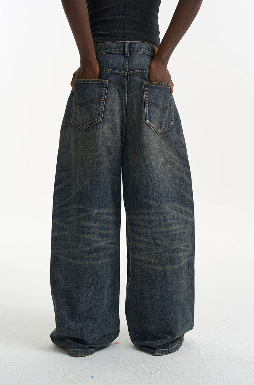EXITMODE BY BLIND NO PLAN Washed Pleated Baggy Jeans | Face 3 Face