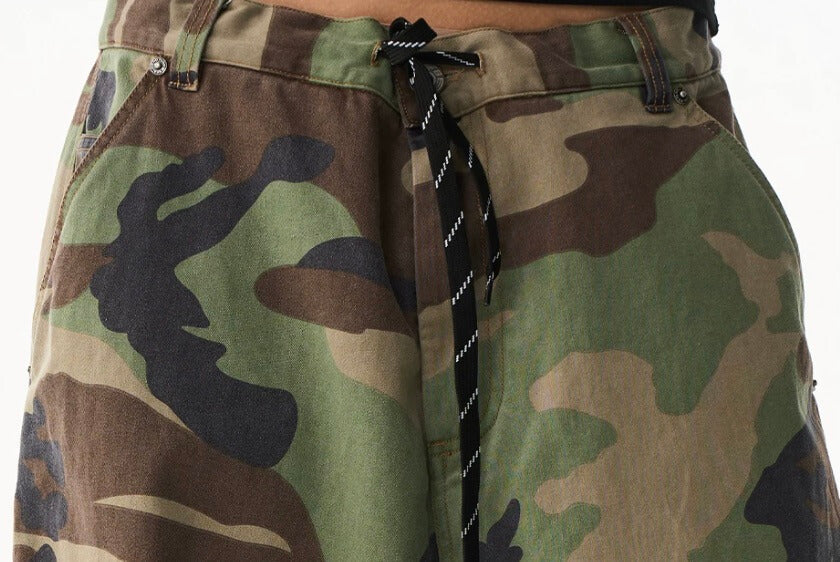 EXITMODE BY BLIND NO PLAN Camo Leopard Color Block Patchwork Baggy Work Pants | Face 3 Face