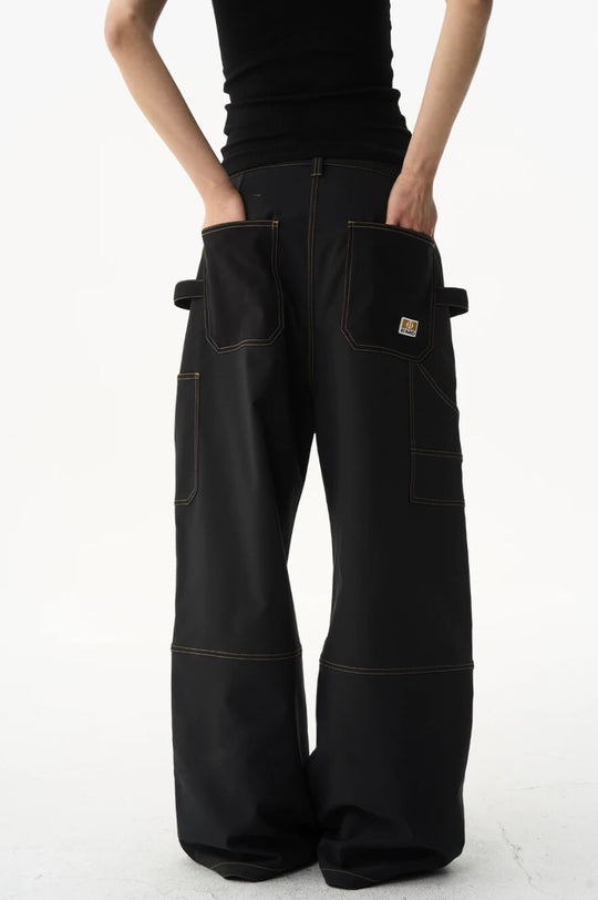 EXITMODE BY BLIND NO PLAN Contrast Quilted Stitch Double Knee Baggy Pants | Face 3 Face