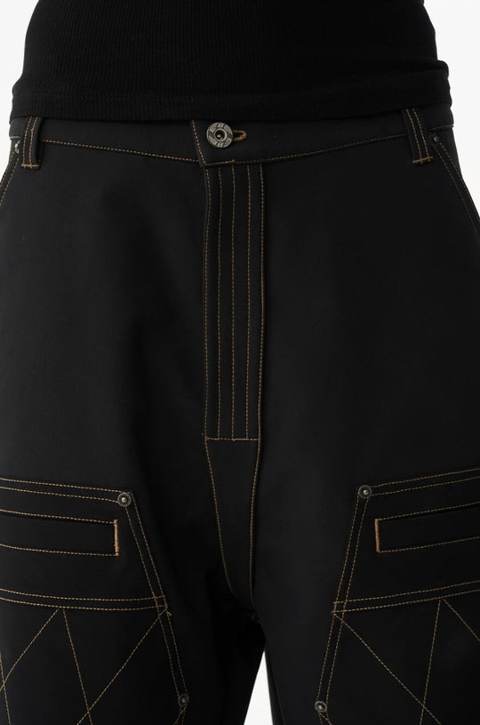 EXITMODE BY BLIND NO PLAN Contrast Quilted Stitch Double Knee Baggy Pants | Face 3 Face