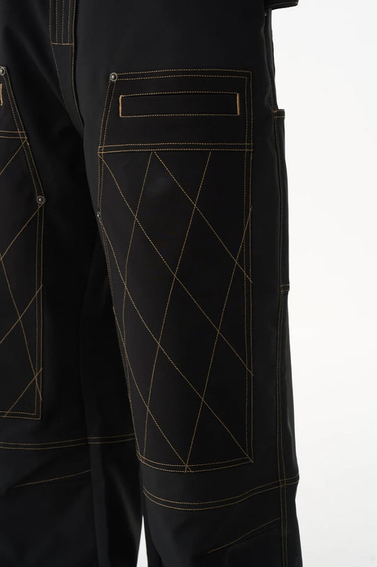 EXITMODE BY BLIND NO PLAN Contrast Quilted Stitch Double Knee Baggy Pants | Face 3 Face