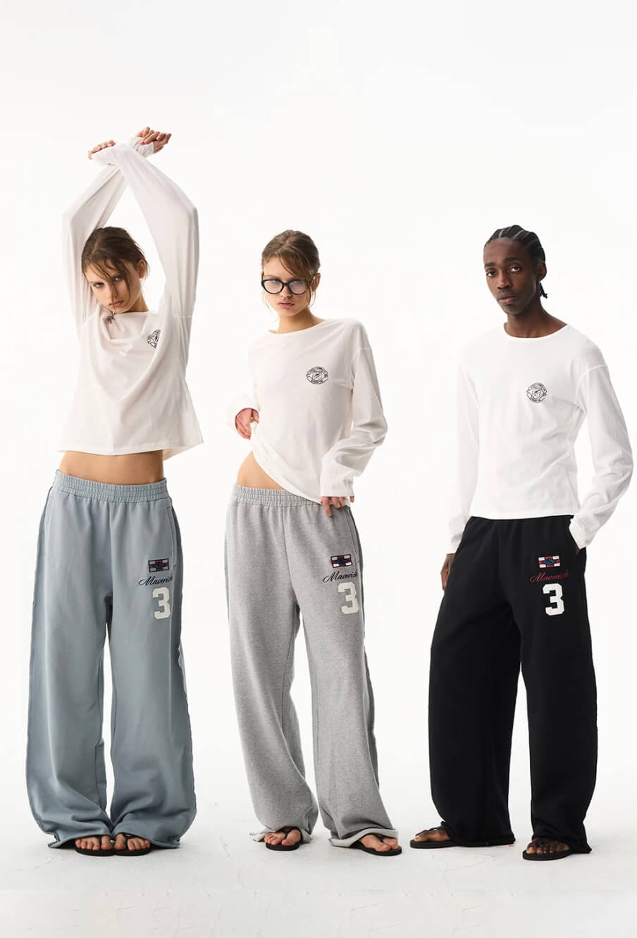 EXITMODE BY BLIND NO PLAN nside Out Seam Embroidered Baggy Sweatpants | Face 3 Face