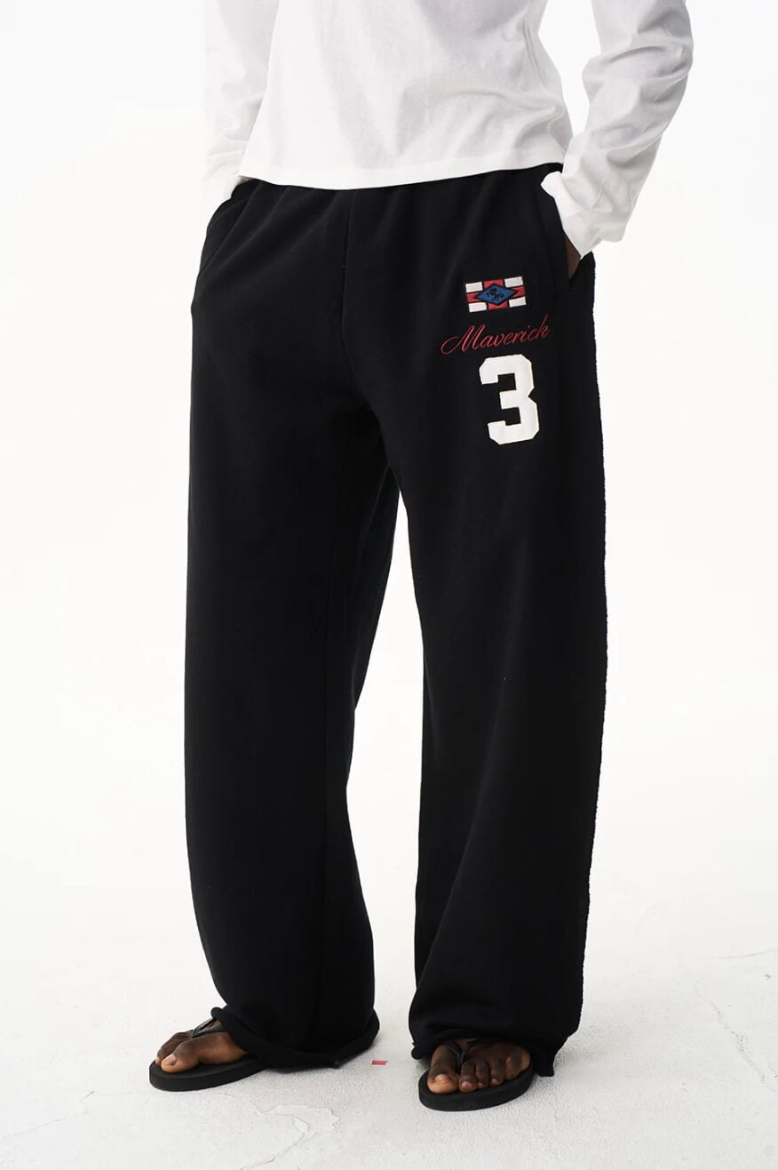 EXITMODE BY BLIND NO PLAN nside Out Seam Embroidered Baggy Sweatpants | Face 3 Face