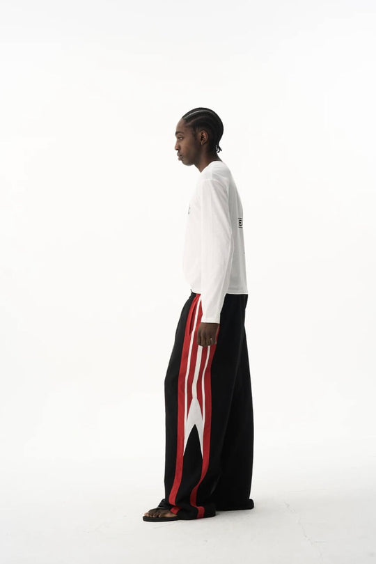 EXITMODE BY BLIND NO PLAN Double Waist Color Block Stripe Baggy Sweatpants | Face 3 Face