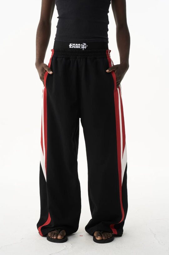 EXITMODE BY BLIND NO PLAN Double Waist Color Block Stripe Baggy Sweatpants | Face 3 Face