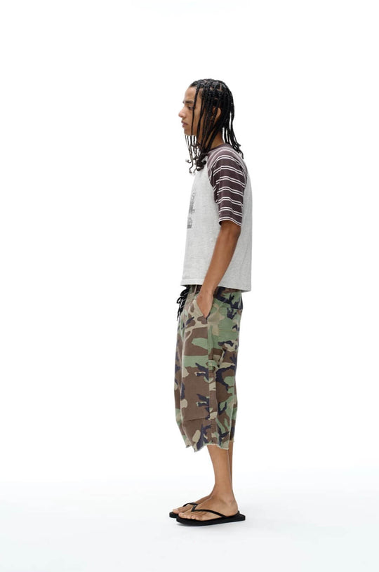 EXITMODE BY BLIND NO PLAN Camo Leopard Color Block Patchwork Baggy Work Shorts | Face 3 Face