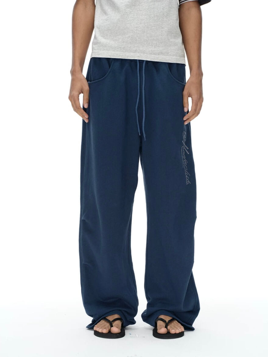 EXITMODE BY BLIND NO PLAN Dot Line Embroidered Baggy Sweatpants | Face 3 Face