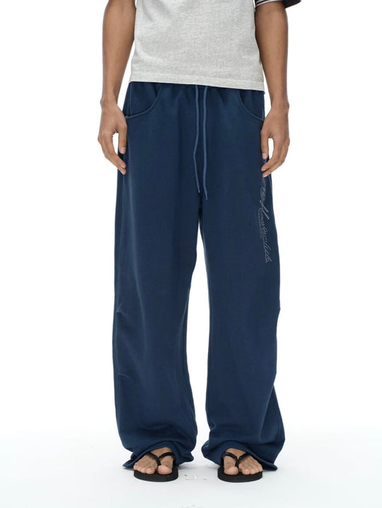 EXITMODE BY BLIND NO PLAN Dot Line Embroidered Baggy Sweatpants | Face 3 Face