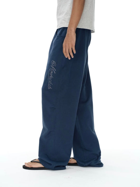 EXITMODE BY BLIND NO PLAN Dot Line Embroidered Baggy Sweatpants | Face 3 Face