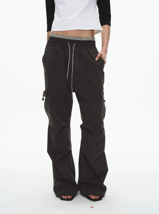 EXITMODE BY BLIND NO PLAN Double Waist 3D Pleat Nylon Cargo Pants | Face 3 Face