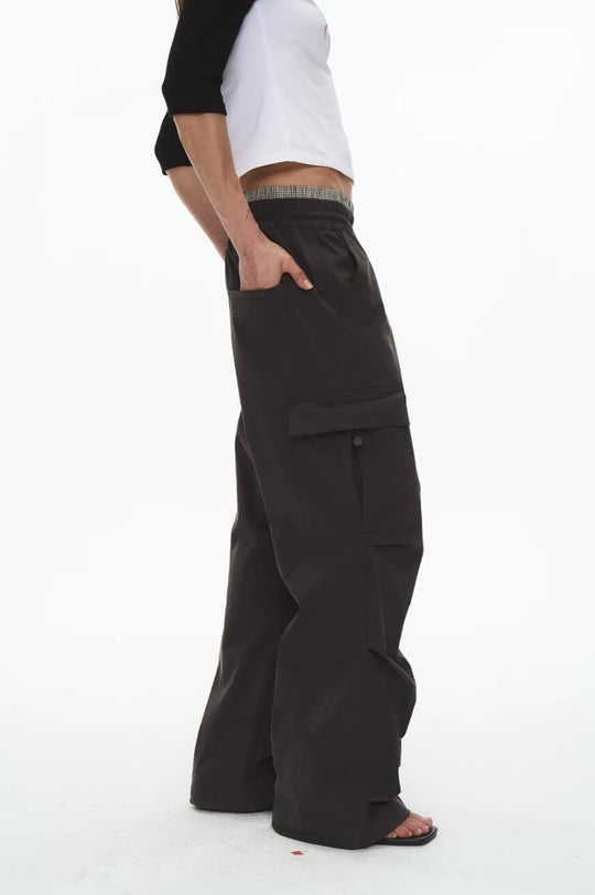 EXITMODE BY BLIND NO PLAN Double Waist 3D Pleat Nylon Cargo Pants | Face 3 Face