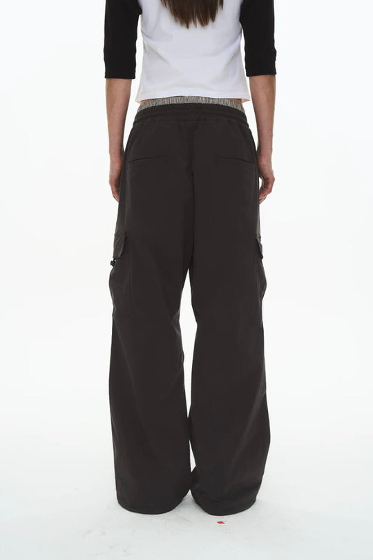 EXITMODE BY BLIND NO PLAN Double Waist 3D Pleat Nylon Cargo Pants | Face 3 Face