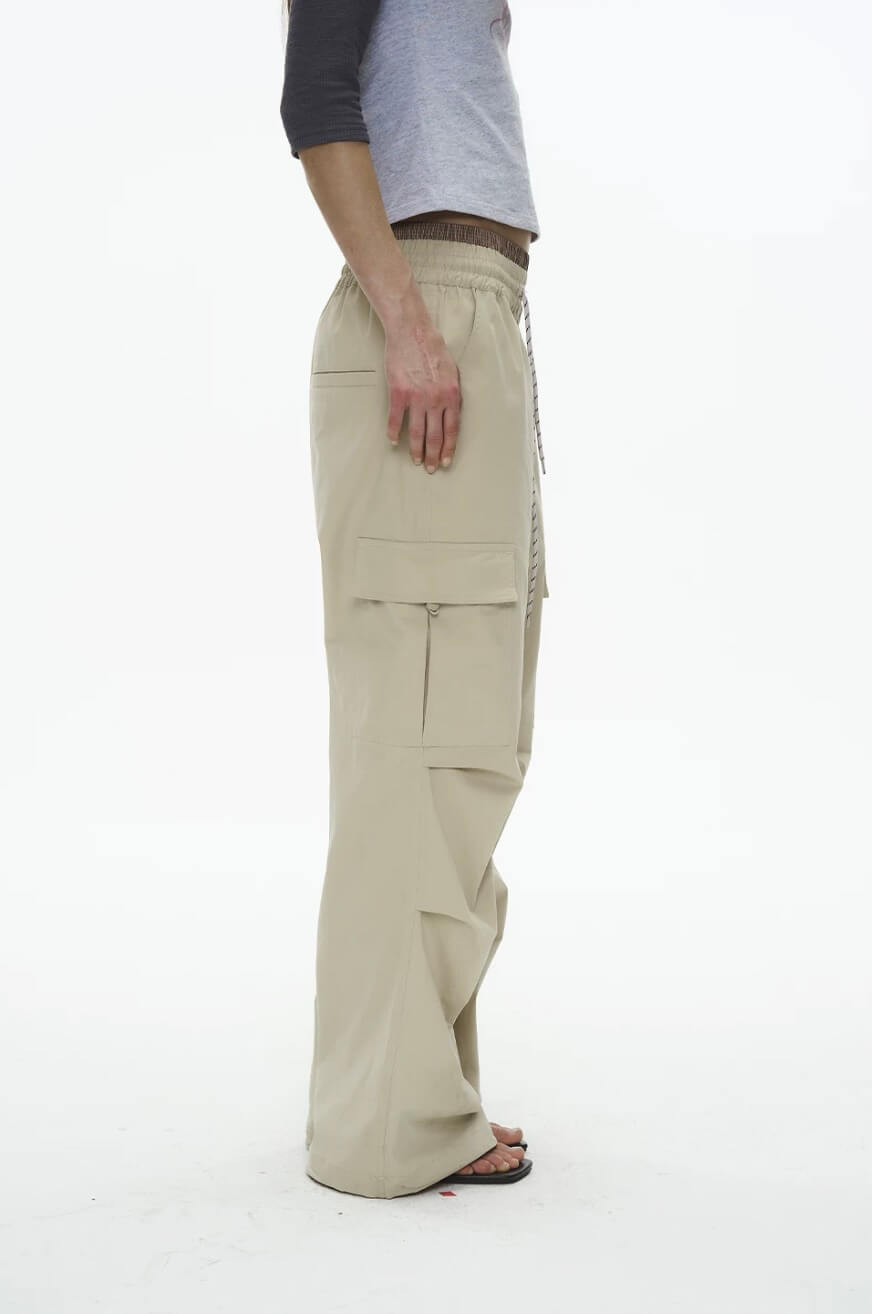 EXITMODE BY BLIND NO PLAN Double Waist 3D Pleat Nylon Cargo Pants | Face 3 Face