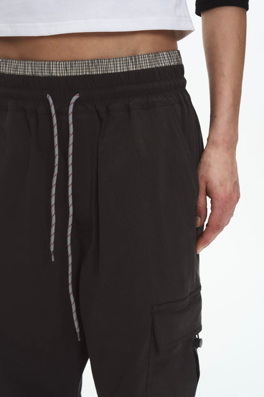EXITMODE BY BLIND NO PLAN Double Waist 3D Pleat Nylon Cargo Pants | Face 3 Face