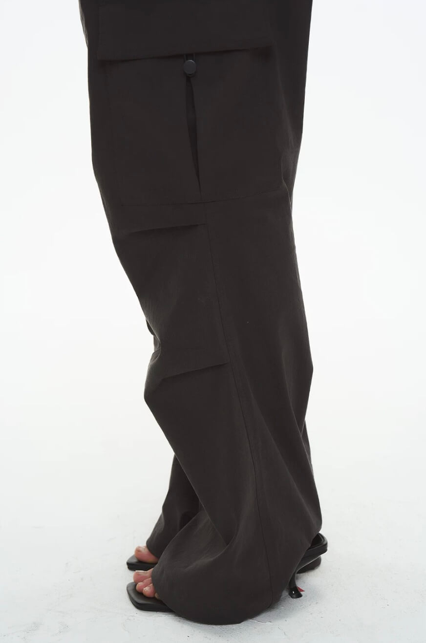 EXITMODE BY BLIND NO PLAN Double Waist 3D Pleat Nylon Cargo Pants | Face 3 Face