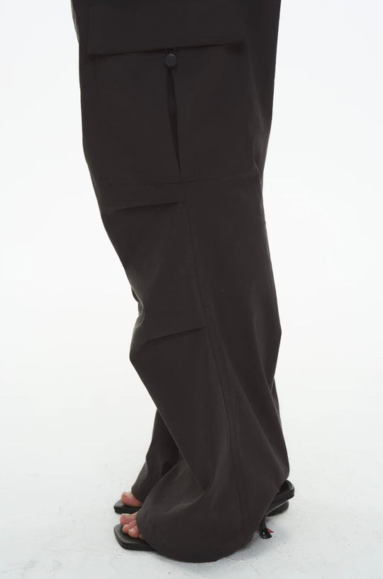 EXITMODE BY BLIND NO PLAN Double Waist 3D Pleat Nylon Cargo Pants | Face 3 Face