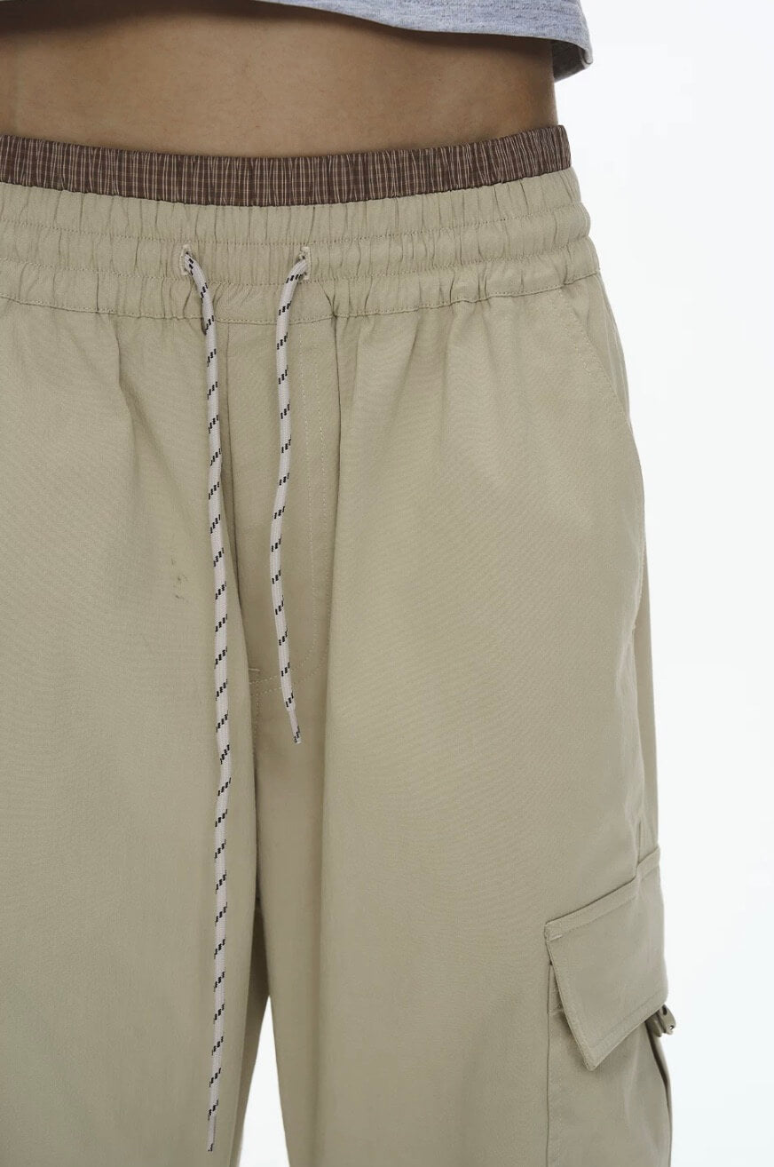 EXITMODE BY BLIND NO PLAN Double Waist 3D Pleat Nylon Cargo Pants | Face 3 Face