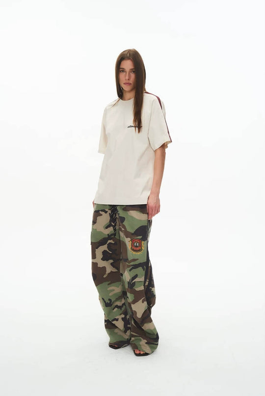 EXITMODE BY BLIND NO PLAN Double Waist Camo Wash Stripe Baggy Pants | Face 3 Face