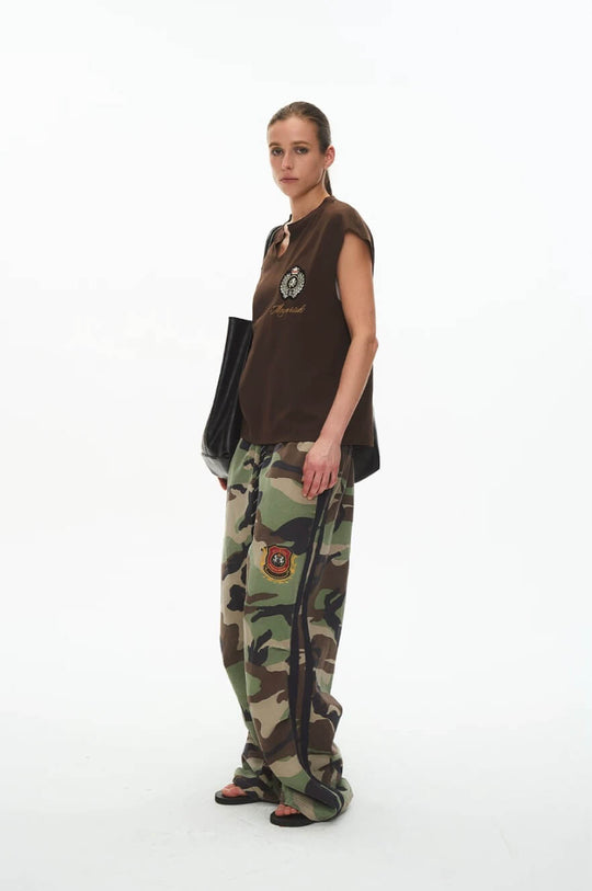EXITMODE BY BLIND NO PLAN Double Waist Camo Wash Stripe Baggy Pants | Face 3 Face