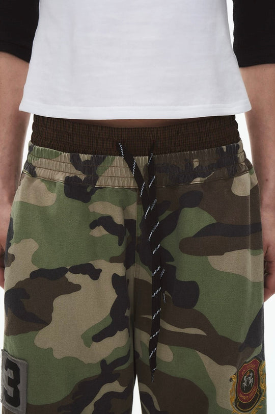 EXITMODE BY BLIND NO PLAN Double Waist Camo Wash Stripe Baggy Pants | Face 3 Face