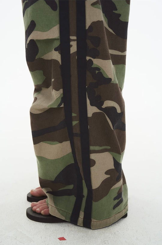 EXITMODE BY BLIND NO PLAN Double Waist Camo Wash Stripe Baggy Pants | Face 3 Face